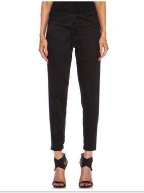 Vince Fold Over Waist Linen blend Trouser Pants Black 12